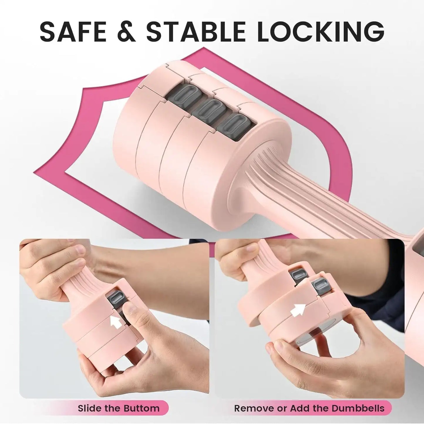 Adjustable Dumbbell Set, 2-5 lbs, 4-in-1, Pink, 2 Count, Women's Free Weights