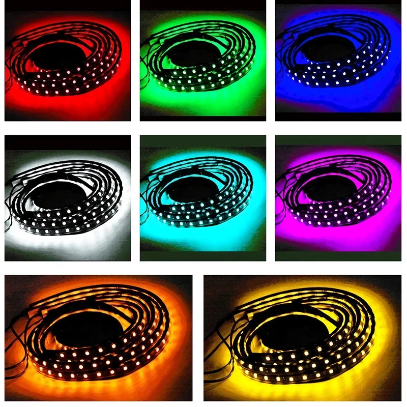 LED Car Underbody Neon Light Flexible Strip Underglow Remote APP Control RGB Dream Color Auto Decorative Ambient Atmosphere Lamp
