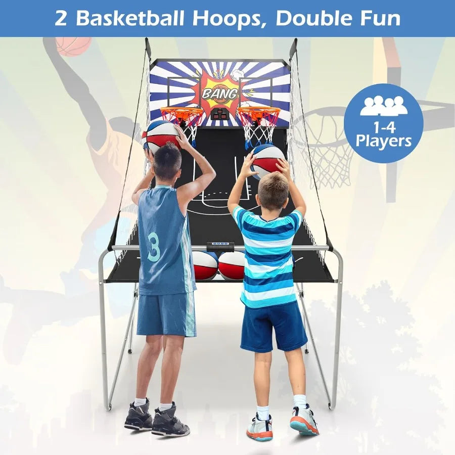 Foldable Dual Shot Basketball Arcade Game with LCD Scoreboard