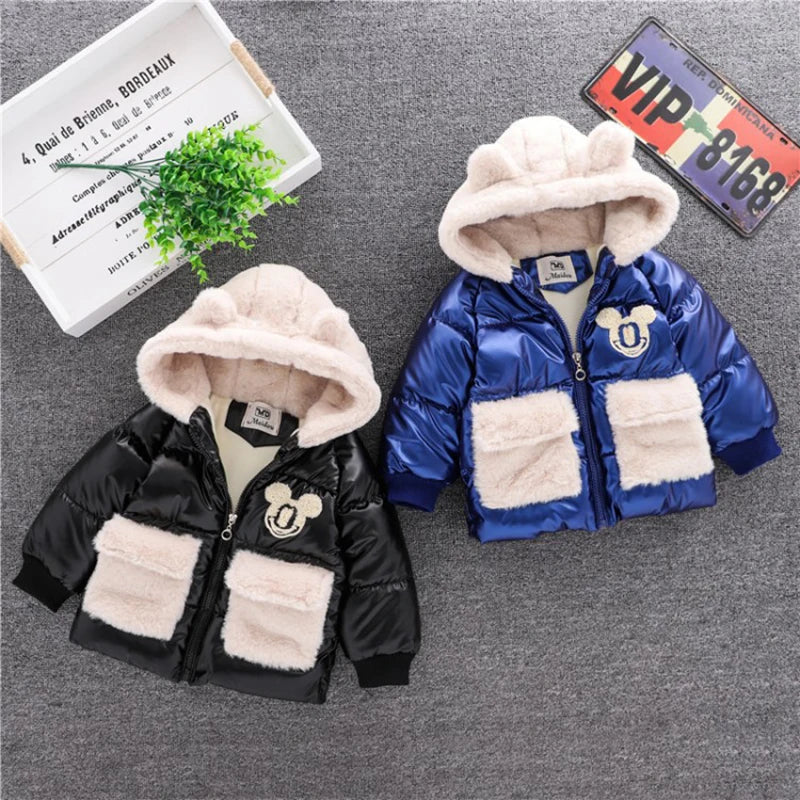 Mickey Mouse Hooded Warm Plush Parka