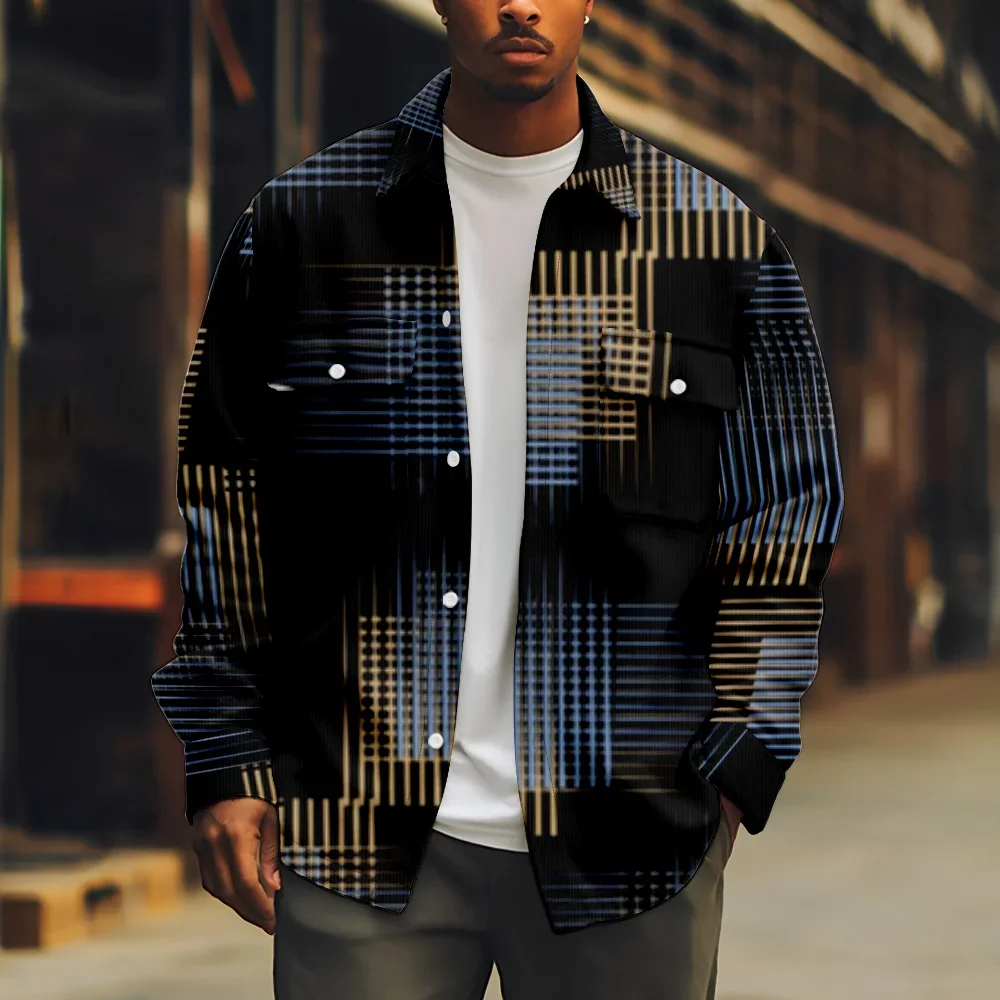 Printed Jacket Casual Mens Coat Autumn Winter