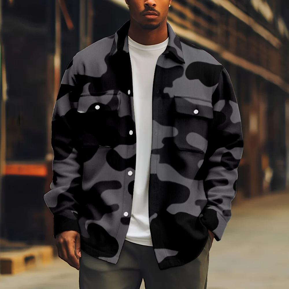 Printed Jacket Casual Mens Coat Autumn Winter