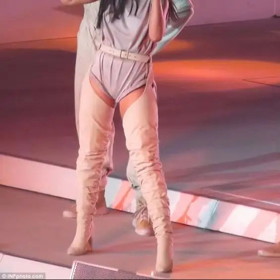Sexy Side Zipper Thigh High Belt Trousers Boots