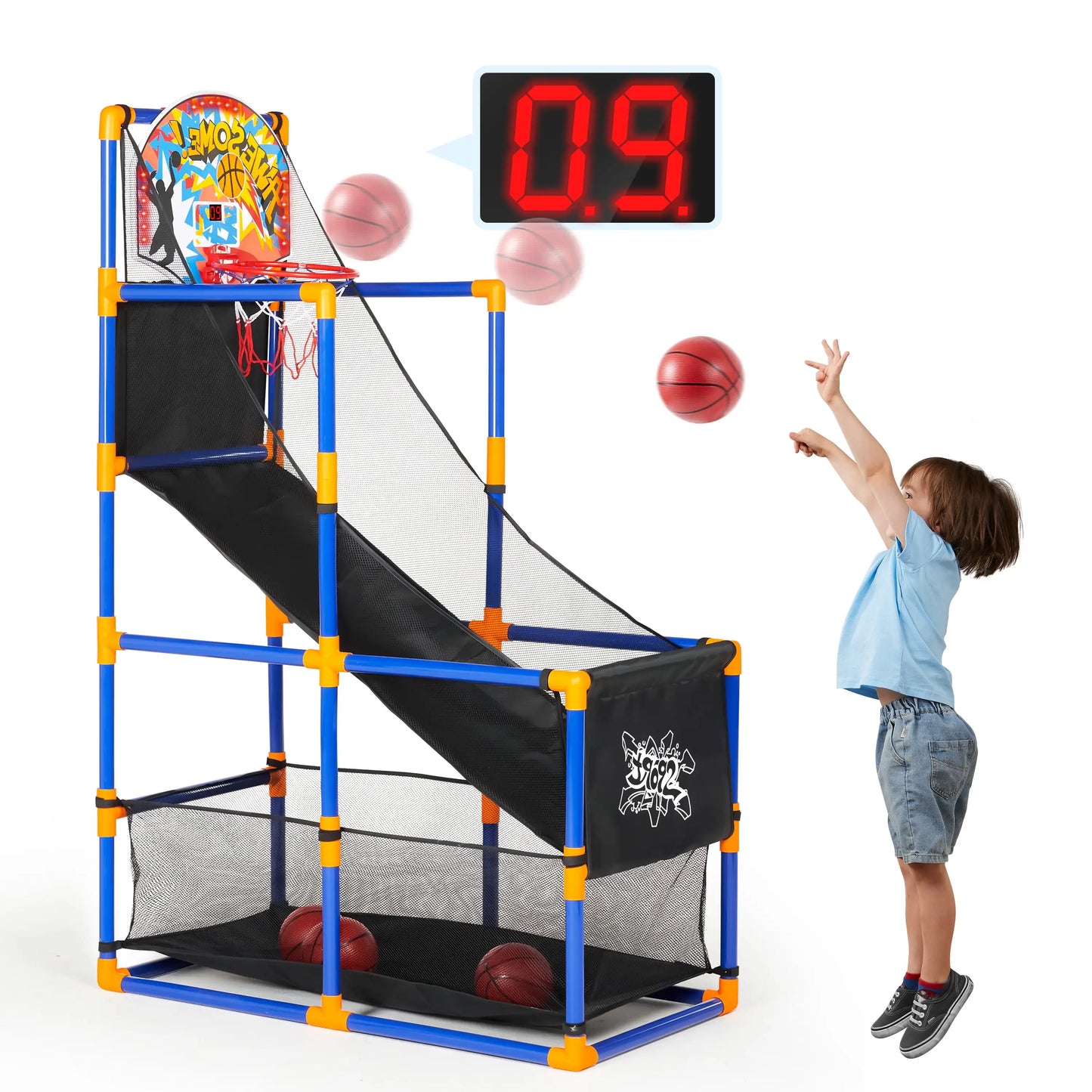 LED Scoring Arcade Basketball Game with 4 Balls for Ages 3-12