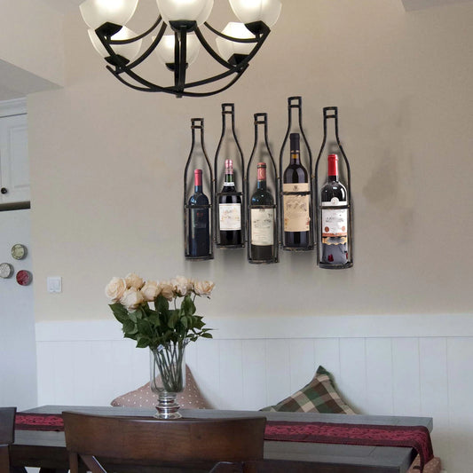 Antique Bronze Wall Mounted Wine Rack for 5 Bottles