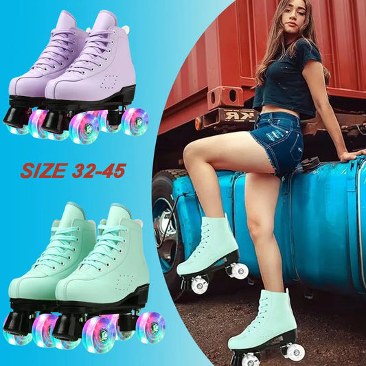 Outdoor PU Leather Roller Skates Breathable