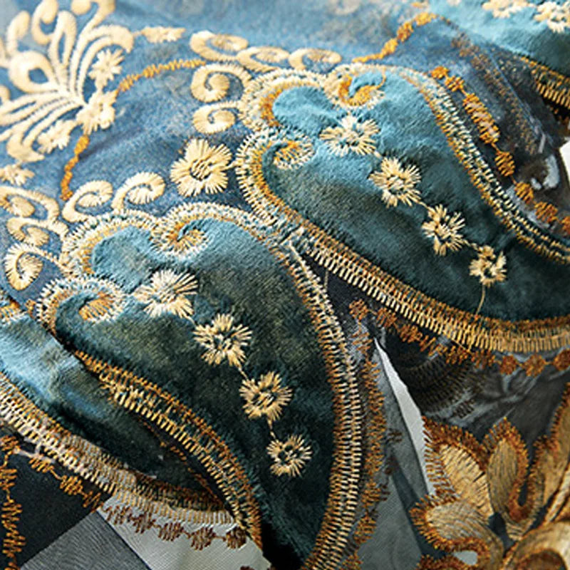 European embroidered finished window screen curtains