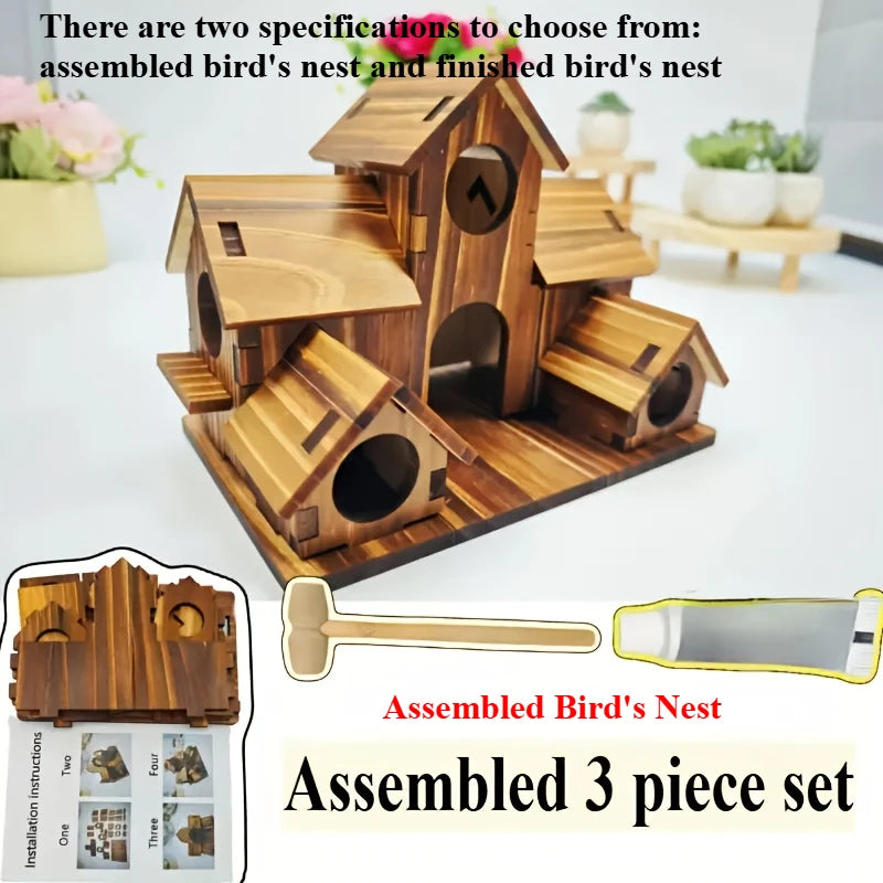 Outdoor Bird House, Handmade 6-hole, Hanging Habitat