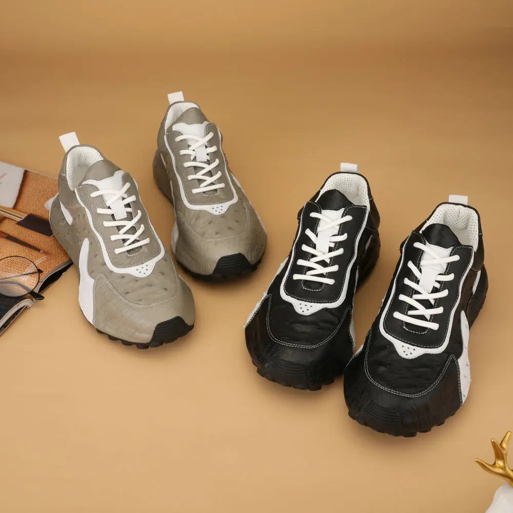 Men's ostrich leather bag sole shoes