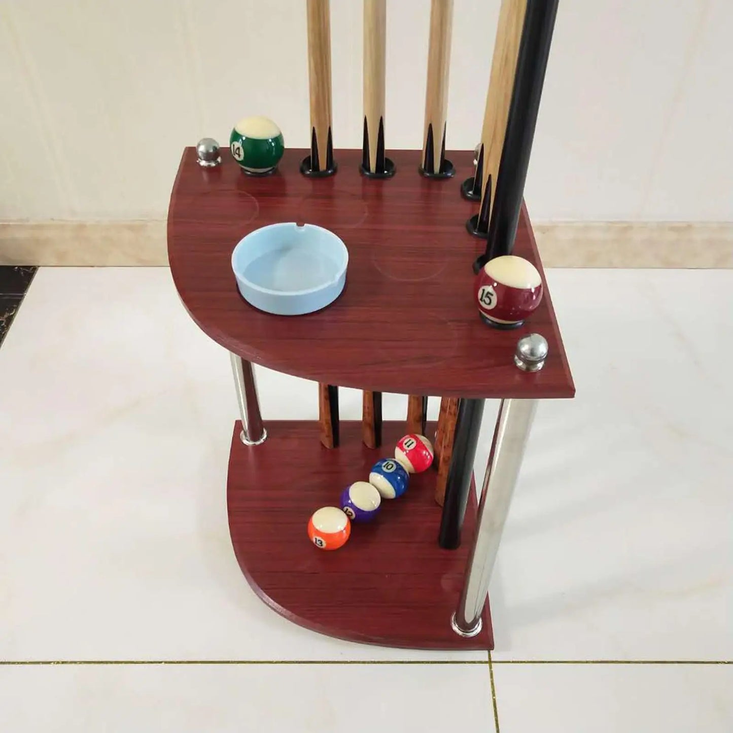 Billiard Pool Rack Corner Floor Stand Organizer 8 Hole Storage
