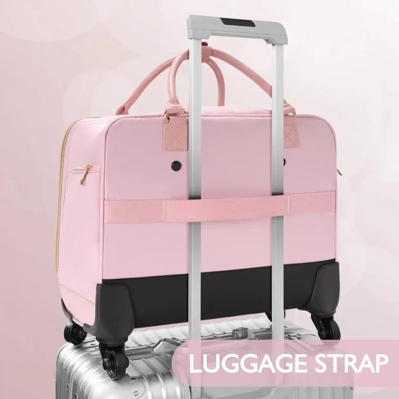 Rolling Laptop Bag with 4 Spinner Wheels and Telescopic Extendable Handle