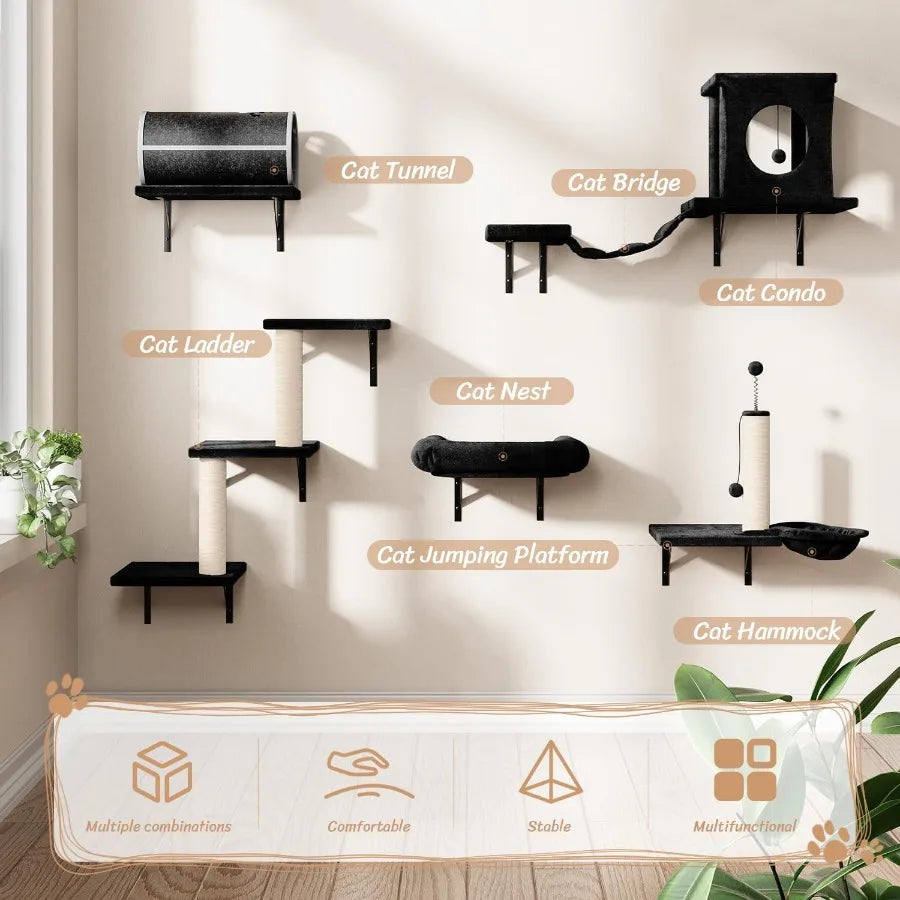 7-in-1 Wall Mounted Cat Climber Set