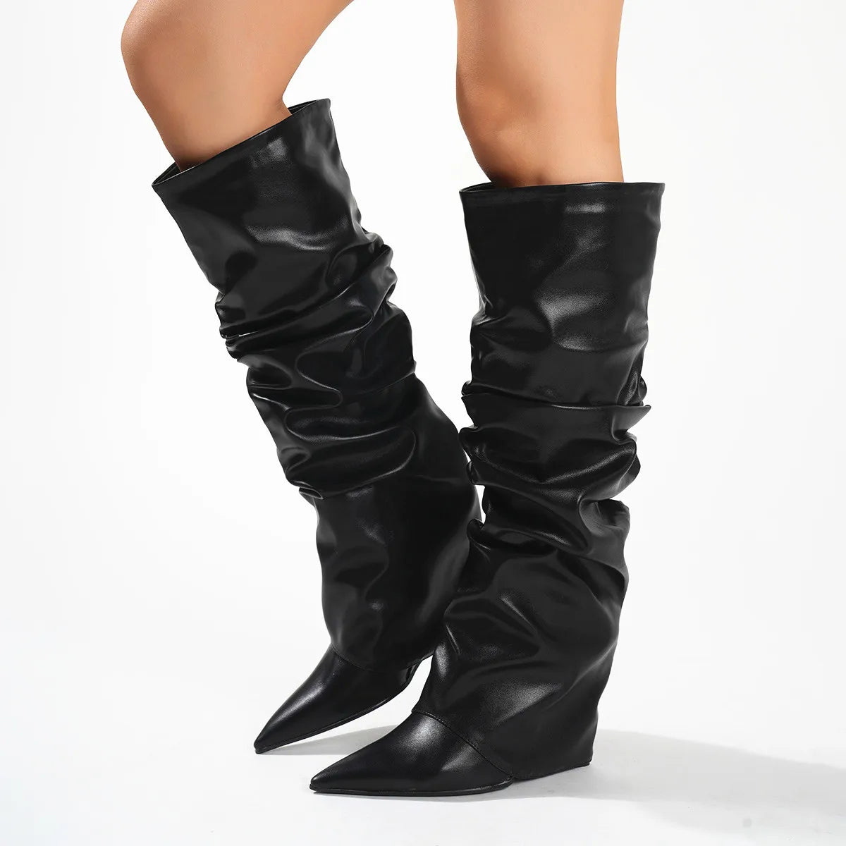 Sexy Mixed Colors Pointed Toe Women's Knee High Boots