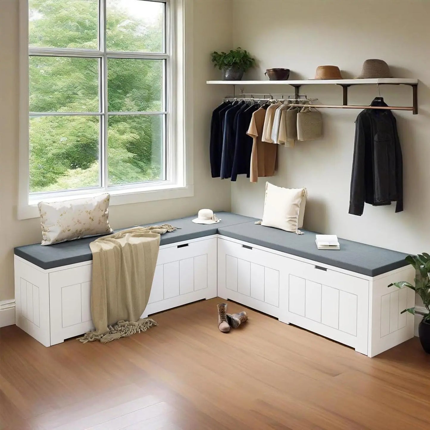 L Shape Corner Bench with Storage