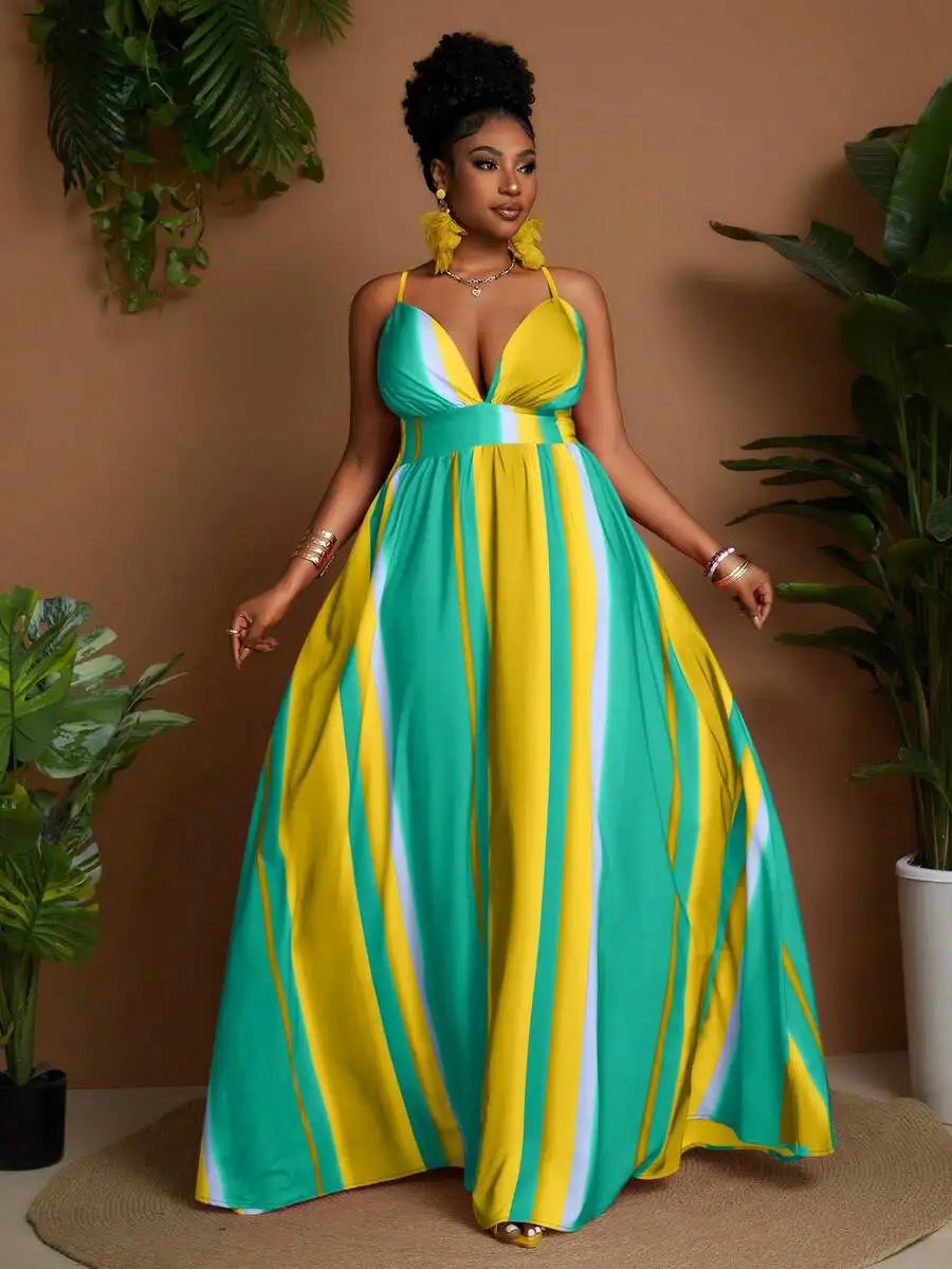 Plus Size Striped Maxi Dress