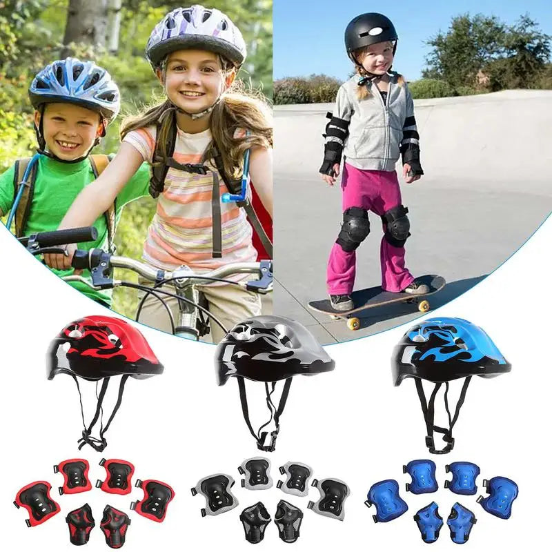 7Pcs Helmet Knee Elbow Protective Gear Set