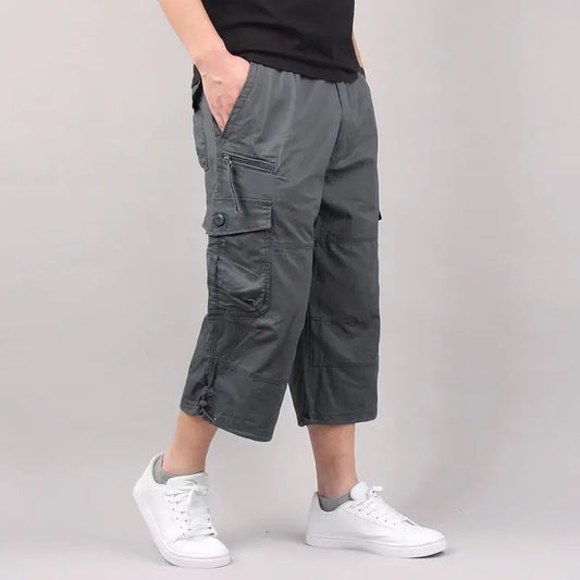 Cargo Shorts Loose Elastic Waist Multi Pockets