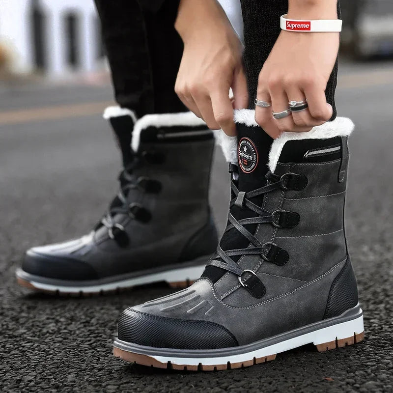 Warm Fur High-top Snow Boot Waterproof Leather Non-slip
