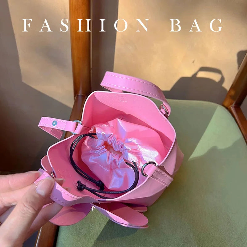 Pink Design Flower Clutches Girls Small Totes