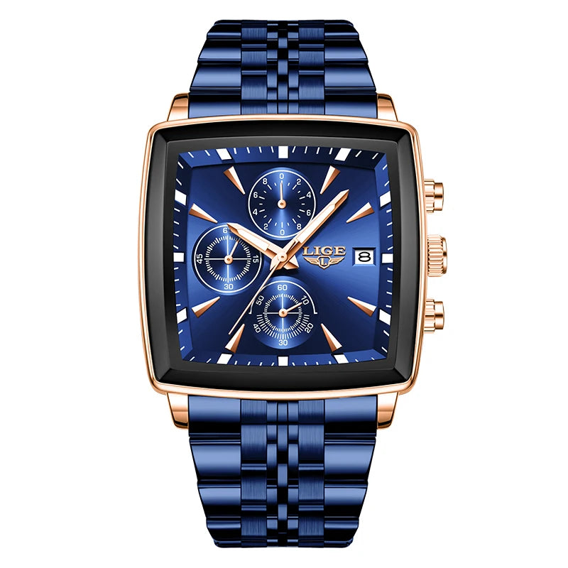 Square Chronograph Quartz Wristwatch Waterproof