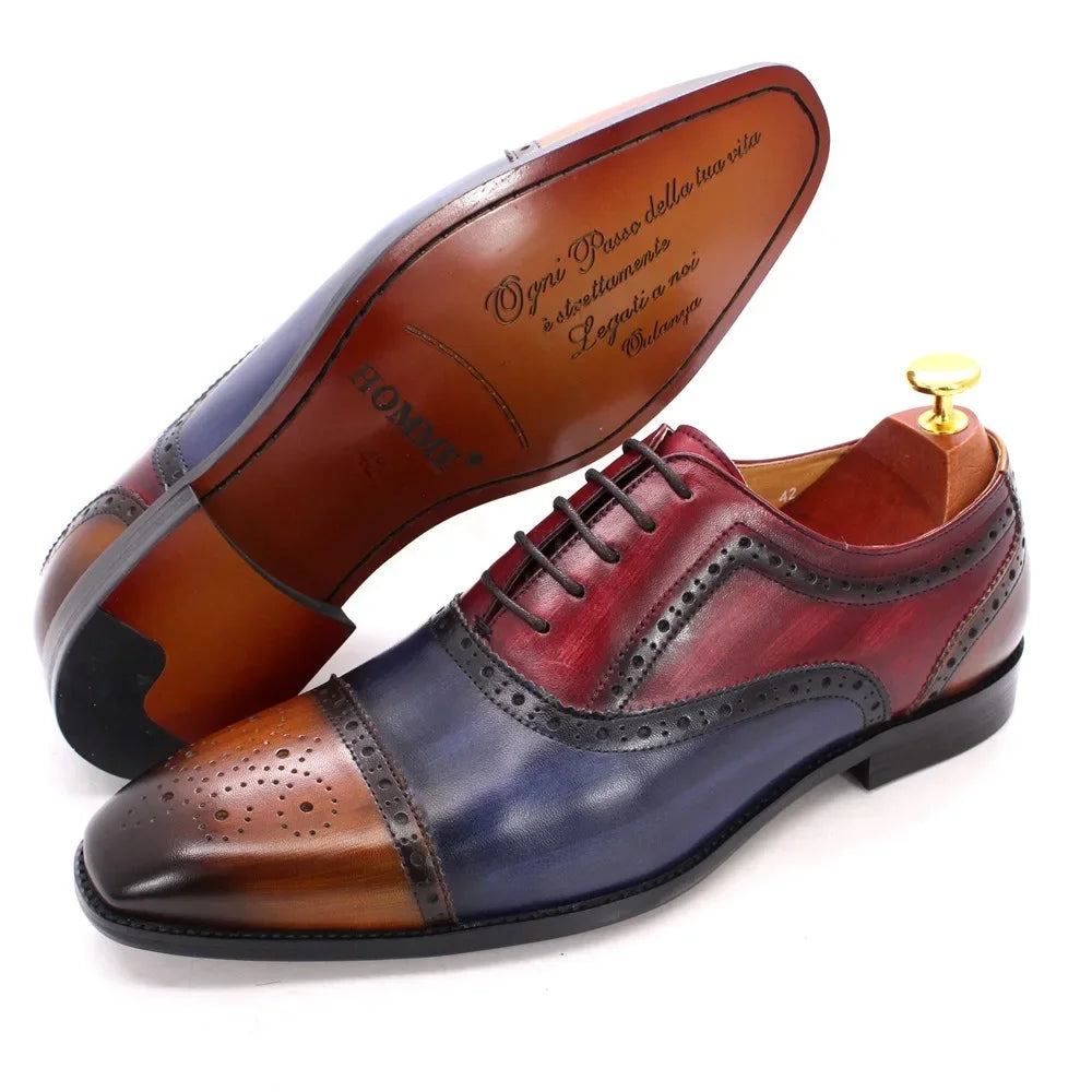 Luxury Brand Designer Men Oxford Shoes Genuine Leather