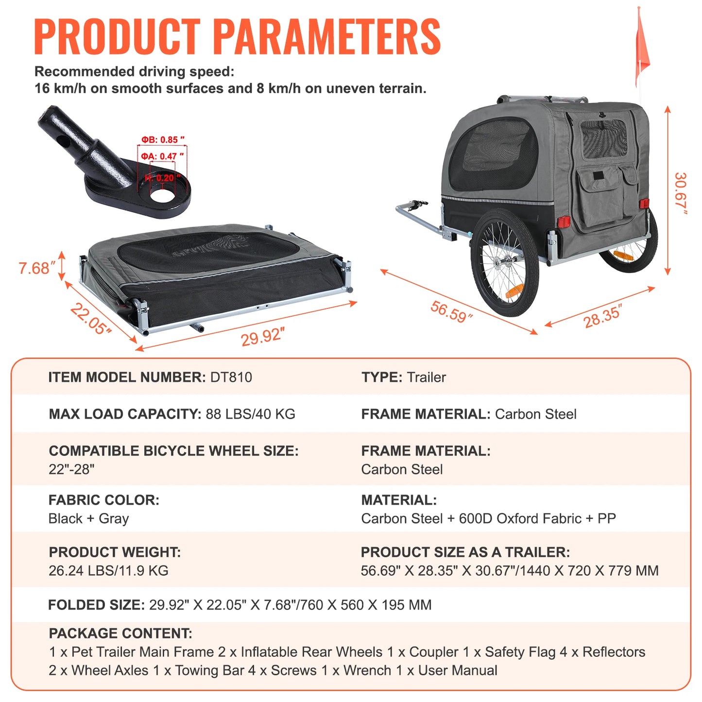 Dog Trailer Pet Cart Bicycle Carrier