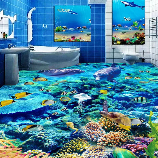 3D Photo Underwater World Flooring Bathroom