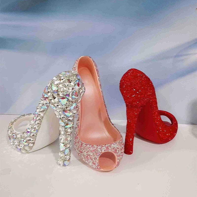 Sparkling Rhinestone High Heel Shoe Wine Bottle Holder