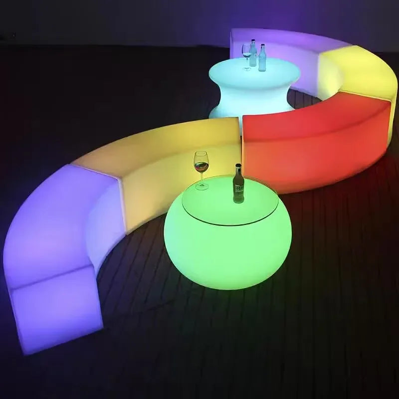 Creative 16 Colors Changing Led Lighting Curved Bar Stools