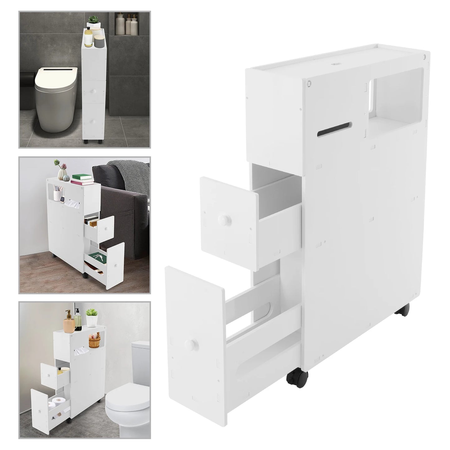 Narrow Storage Cabinet with Drawers Floor Standing 52*16.2*75cm