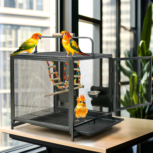 Portable Bird Cage Playpen Travel Carrier
