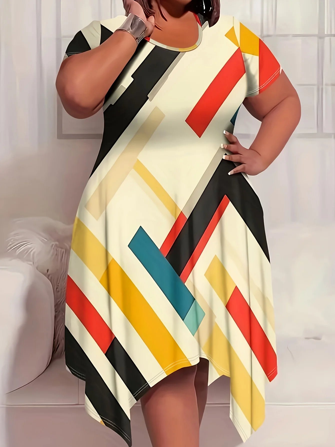 Irregular Hem Oversized Mid-Length Dress