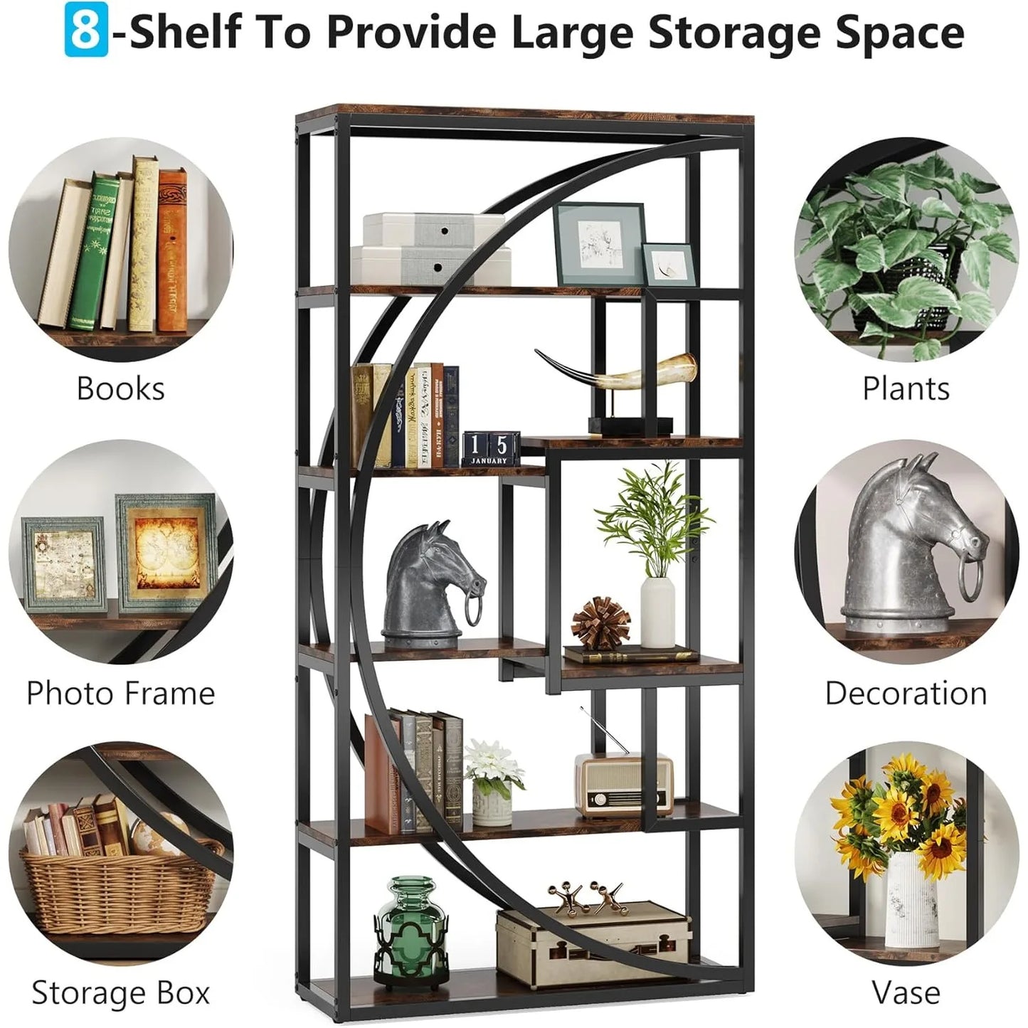 5-Tier Etagere Bookcase, 70.8 inch