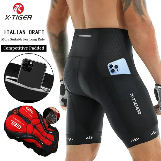 X-TIGER Men Cycling Shorts with Back Pocket