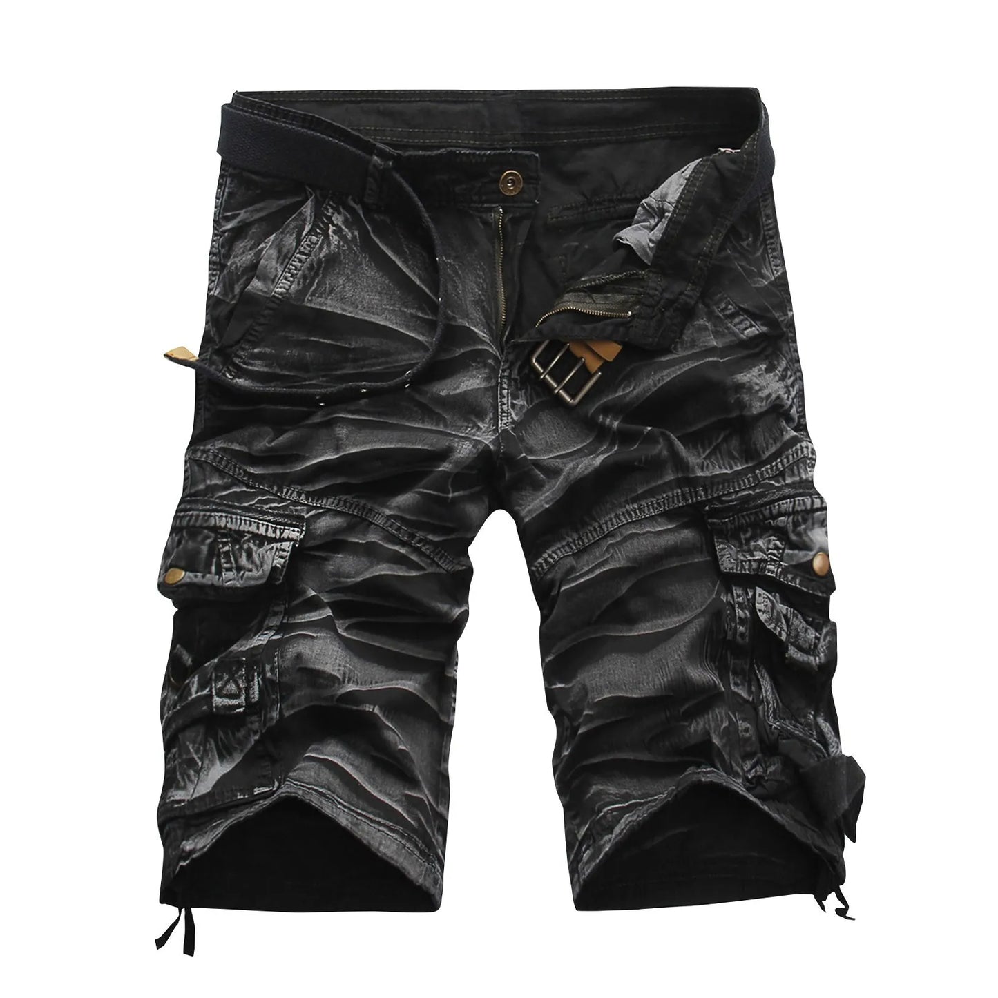 Men's Multi-Pocket Solid Color Casual Cargo Shorts