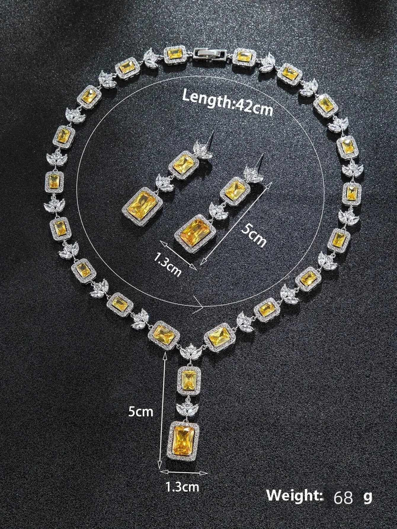 Luxury Yellow Crystal  Jewelry Set