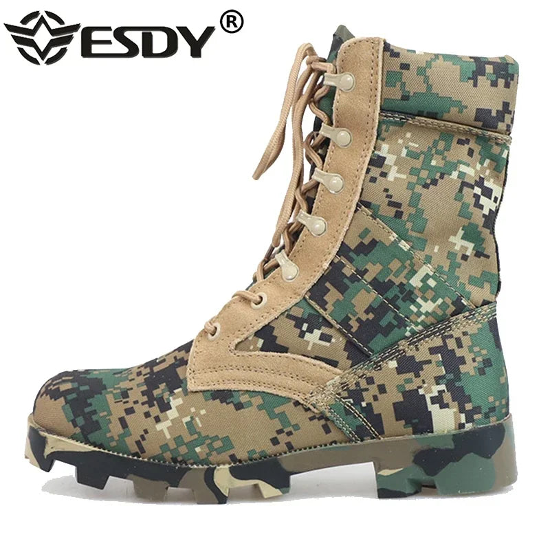 Camouflage Genuine Leather Panama Soles Tactical Combat Boots