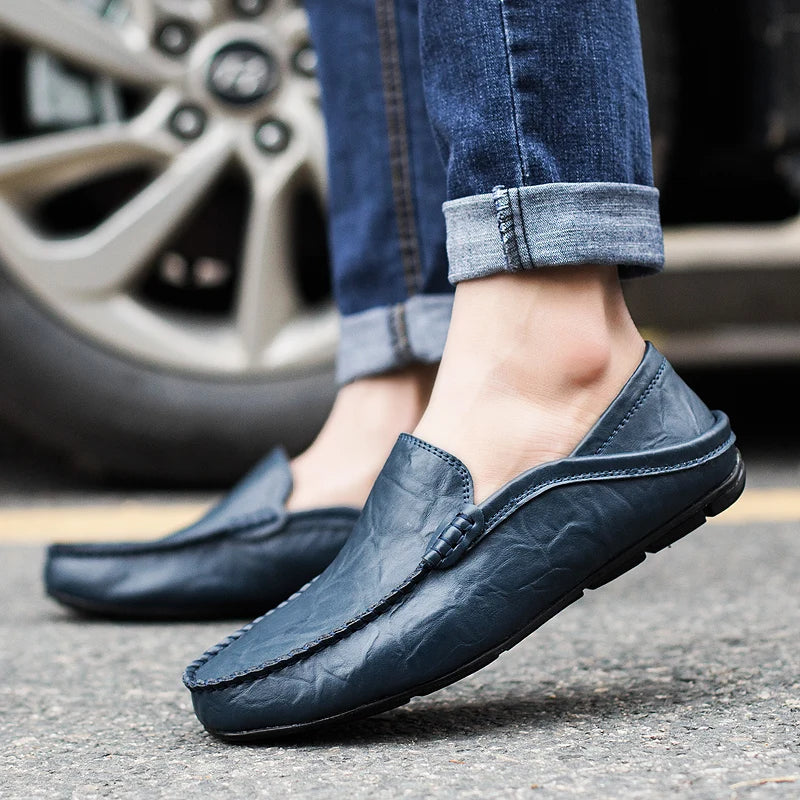 Men Loafers Italian Genuine Leather Moccasins