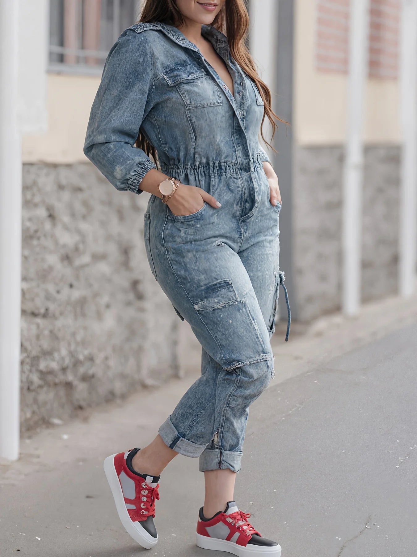 Fashionable Denim Washed Jumpsuit