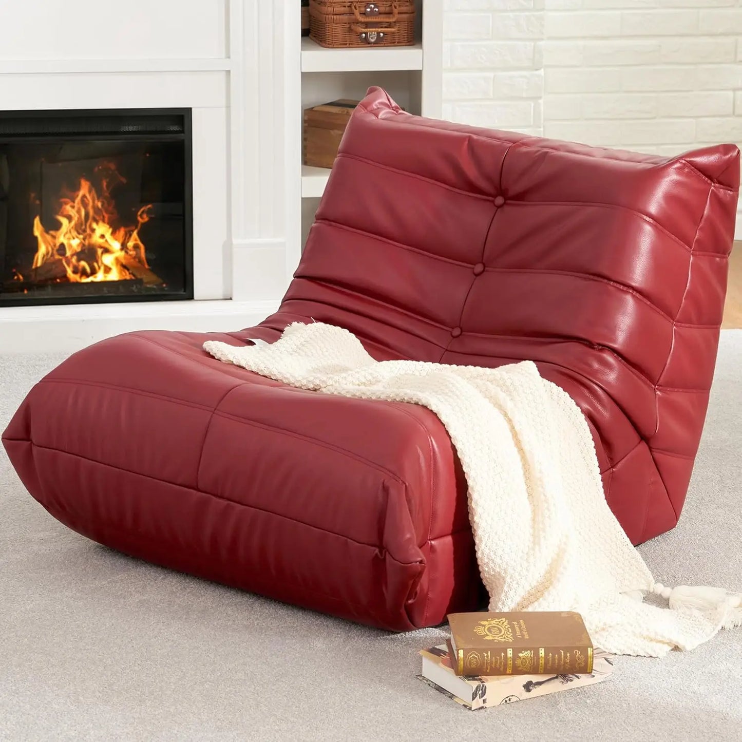 Giant Bean Bag Sofa Memory Foam Faux Leather