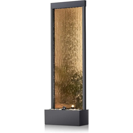 Mirror Waterfall Fountain with Stones & Lights