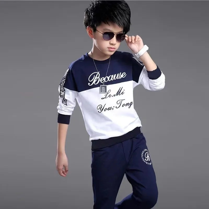 Boys Sport Casual Set Letter Tracksuit