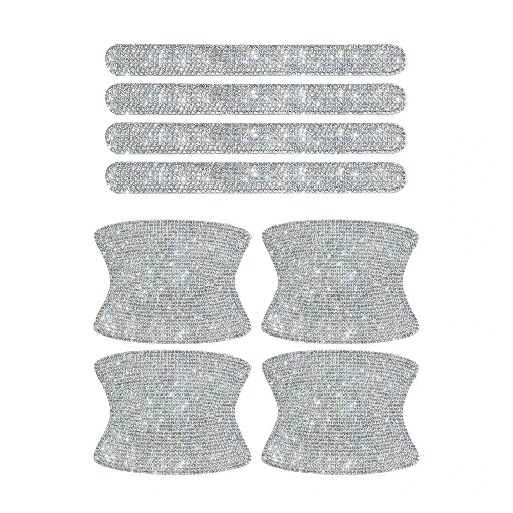 8Pcs Universal Door Handle Sticker Decor Bling Diamond Accessory