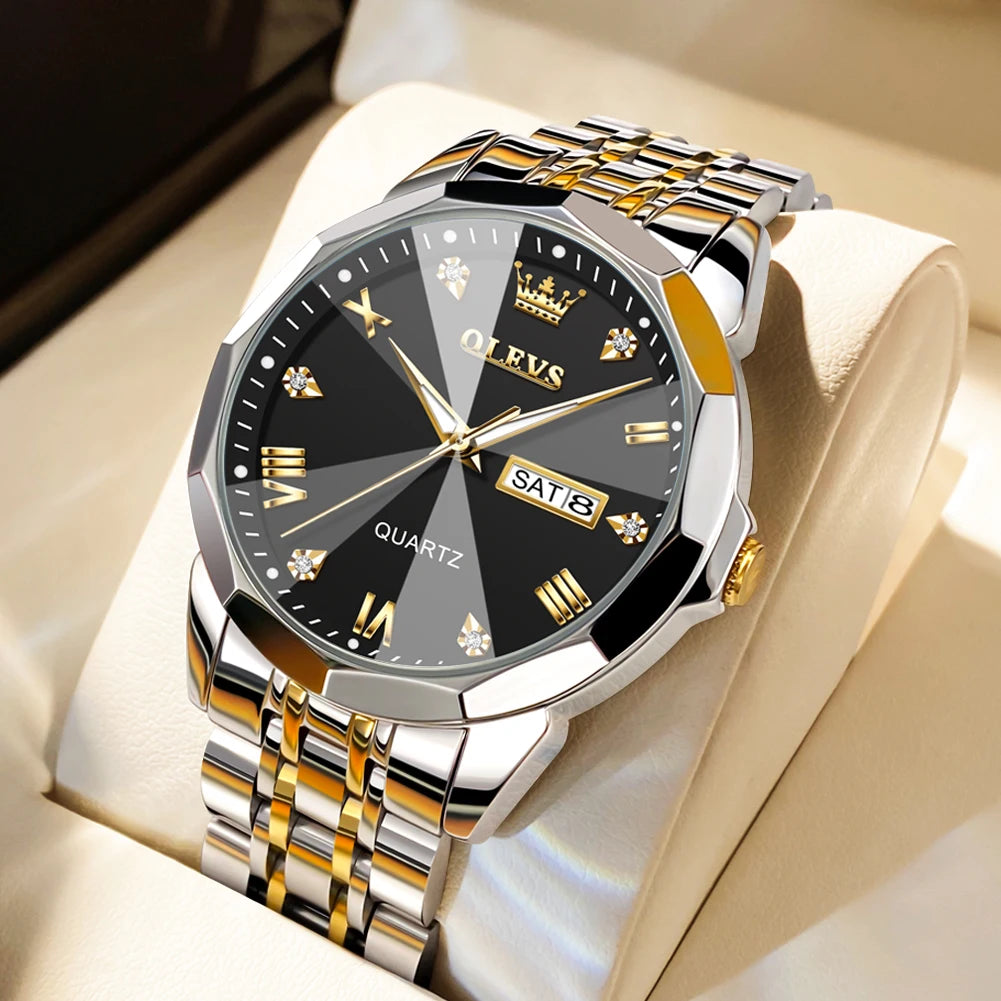 Quartz Waterproof Stainless Steel Luminous Wristwatch