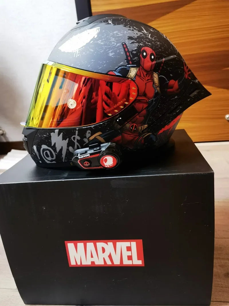 Marvel Motorcycle Helmet Deadpool Iron Man Spiderman Full Face