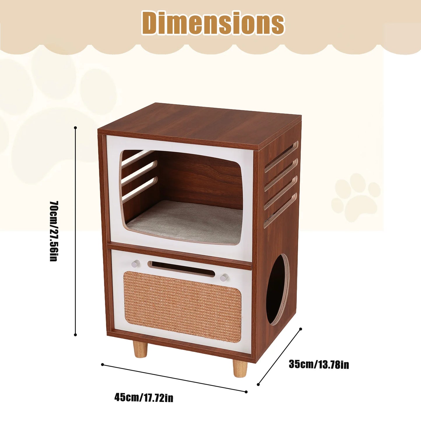 TV-Style Large Side Cat Home with Scratching Board