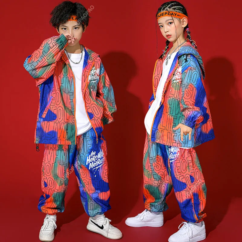 K pop Hip Hop Zip Up Letters Print Hoodie Jacket Top Streetwear