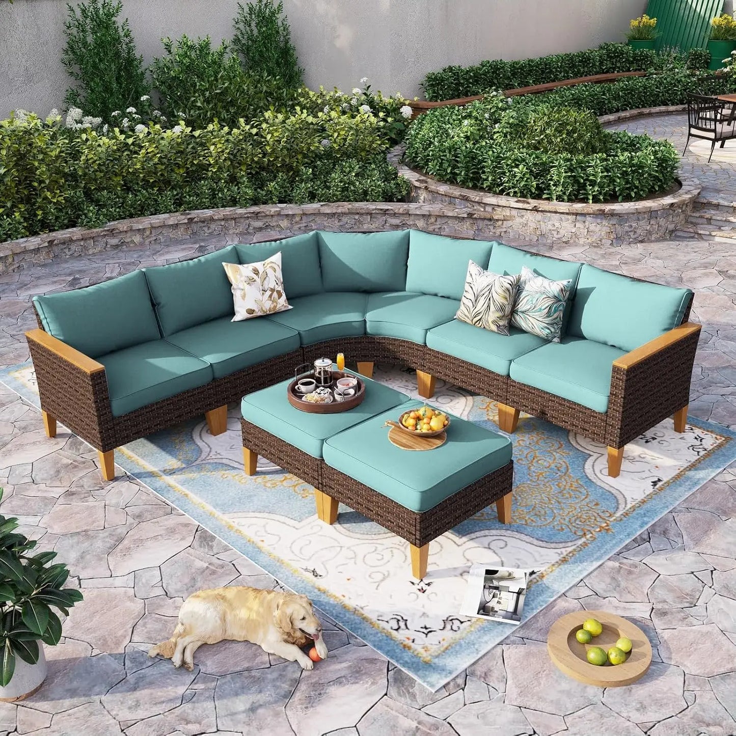 12 Piece Curved Outdoor Sectional Sofa Set