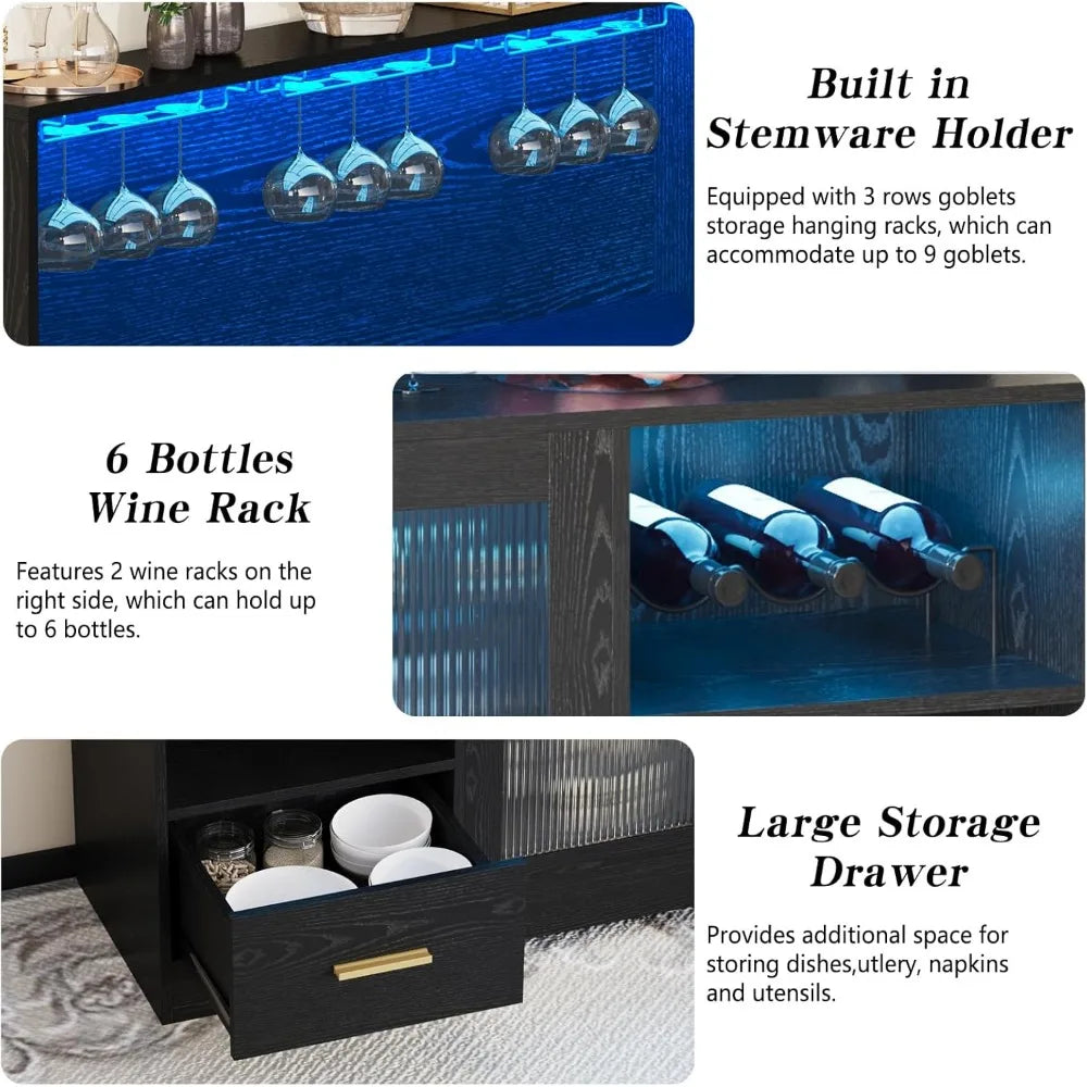 Modern Bar Cabinet with Storage, Buffet Sideboard