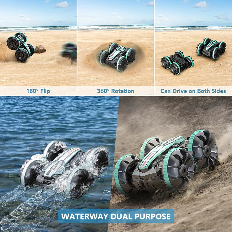 Amphibious RC Remote Control Stunt Vehicle Double-sided Flip